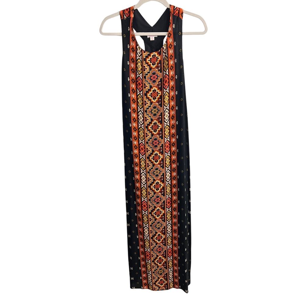 Black Bohemian Aztec Print Maxi Dress by Xhileration - xs